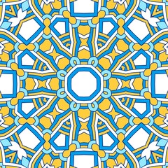 Geometric Hexagonal Abstract Pattern Mandala Islamic Ramadhan Ied Blue Yellow Gold 40