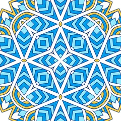 Geometric Hexagonal Abstract Pattern Mandala Islamic Ramadhan Ied Blue Yellow Gold 34