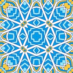 Geometric Hexagonal Abstract Pattern Mandala Islamic Ramadhan Ied Blue Yellow Gold 29