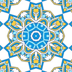 Geometric Hexagonal Abstract Pattern Mandala Islamic Ramadhan Ied Blue Yellow Gold 20