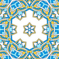 Geometric Hexagonal Abstract Pattern Mandala Islamic Ramadhan Ied Blue Yellow Gold 17