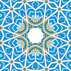 Geometric Hexagonal Abstract Pattern Mandala Islamic Ramadhan Ied Blue Yellow Gold 12