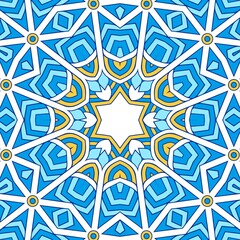 Geometric Hexagonal Abstract Pattern Mandala Islamic Ramadhan Ied Blue Yellow Gold 11