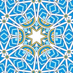Geometric Hexagonal Abstract Pattern Mandala Islamic Ramadhan Ied Blue Yellow Gold 10