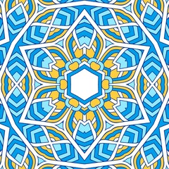 Geometric Hexagonal Abstract Pattern Mandala Islamic Ramadhan Ied Blue Yellow Gold 9