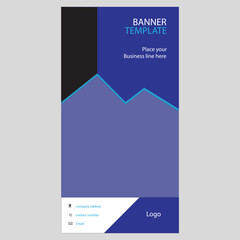 Blue banner template. It can be used in business.