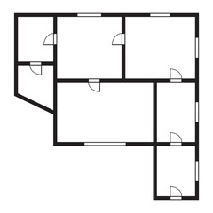 Apartment architectural plan. Top view of floor plan.  blueprint project of house. Professional layout in drawing form