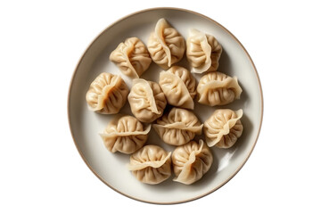 Dumplings On White Plate. Chinese Cuisine On Isolated Transparent Background, Png. Generative AI