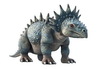 Obraz premium Cute Dinosaur Cartoon Euoplocephalus On Isolated Transparent Background, Png. Generative AI