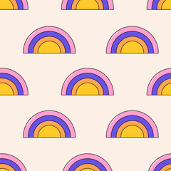 Groovy seamless pattern. Retro background 90s style. Nostalgic retro pattern. Psychedelic and trippy texture