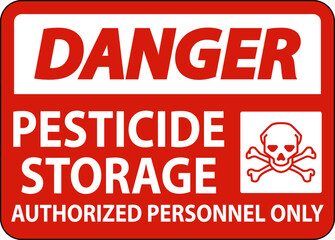 Danger Pesticide Storage Authorized Only Sign On White Background