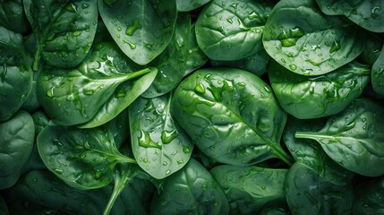 Wet Spinach Leaves Background