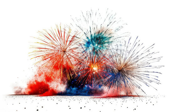 Fireworks On White Background. Generative AI