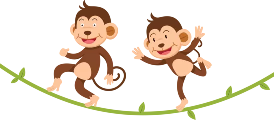 Fotobehang Aap cute cartoon monkey character on white background illustration