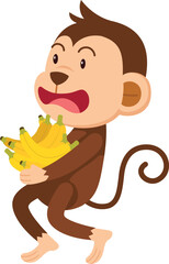 cute cartoon monkey character on white background illustration