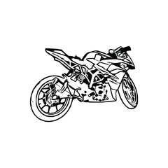 Fototapeta premium Motorcycle vector illustration, Motorcycle coloring page for book and drawing, Line art motorcycle.