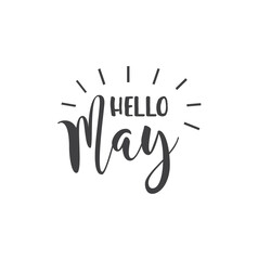 Hello May lettering, text, greeting phrase.