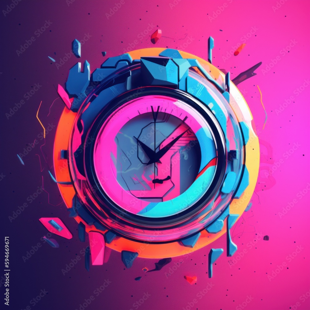 Aufkleber a clock that is in the middle of a wall. ai generative image.