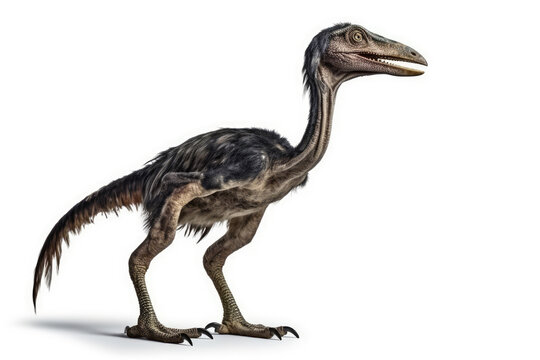 Troodon Dinosaur On White Background, Full Body. Generative AI