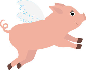 Vector illustration of flying pig with wings 