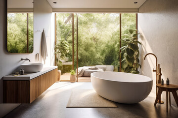 Fototapeta premium Bathroom interior architecture minimalist style