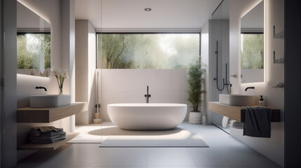 Naklejka na ściany i meble Bathroom interior architecture minimalist style