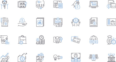 Revenue line icons collection. Income, Earnings, Sales, Profit, Turnover, Receipts, Wealth vector and linear illustration. Mtization,Dividends,Cashflow outline signs set