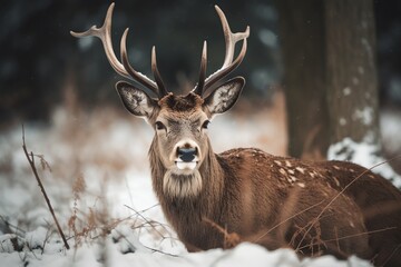 Deer. Christmas holiday. Generative AI