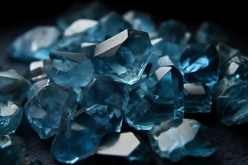 Group Of Blue Crystals Together. Generative AI