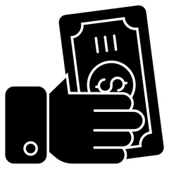 Hand giving money icon in flat design