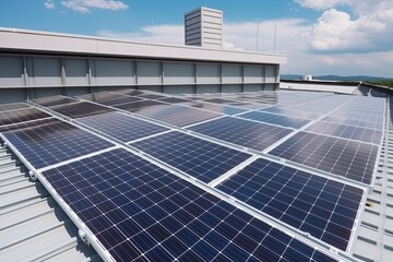 Obraz premium solar panels on a roof, ai generative
