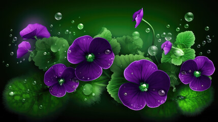 Violets Flowers created with Generative AI Technology, ai, generative