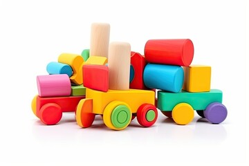  wooden toys on a white,ai generative
