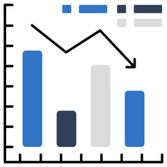 A flat design, icon of loss chart