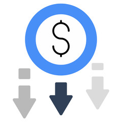 Modern design icon of dollar value decrease 