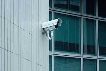 Security camera on wall 3D render,Surveillance camera, ai generative