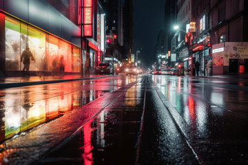street in the rain at night, ai generative images.