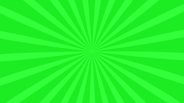 Sunburst retro green ray animation. Abstract animated background of sun rays pop art swirling stripes looping comic or cartoon style.
