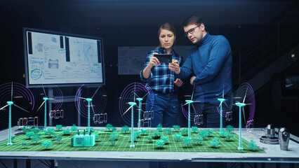 Renewable Energy Engineers Design 3D Wind Turbine Park Using Augmented Reality Software and...