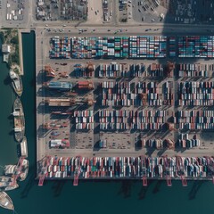 Aerial perspective of a container port. generative ai