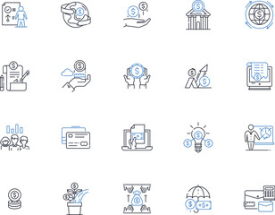 Credit limit line icons collection. Restriction, Affordability, Financial, Accountability, Limitation, Boundary, Credirthiness vector and linear illustration. Validation,Oversight,Monitoring outline