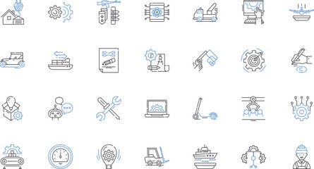 Work line icons collection. Employment, Career, Labor, Profession, Job, Occupation, Workplace vector and linear illustration. Tasks,Duties,Productivity outline signs set