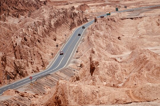 Highway Road In San Pedro De Atacama Town In The Andes Mountains Of Northeastern Chile