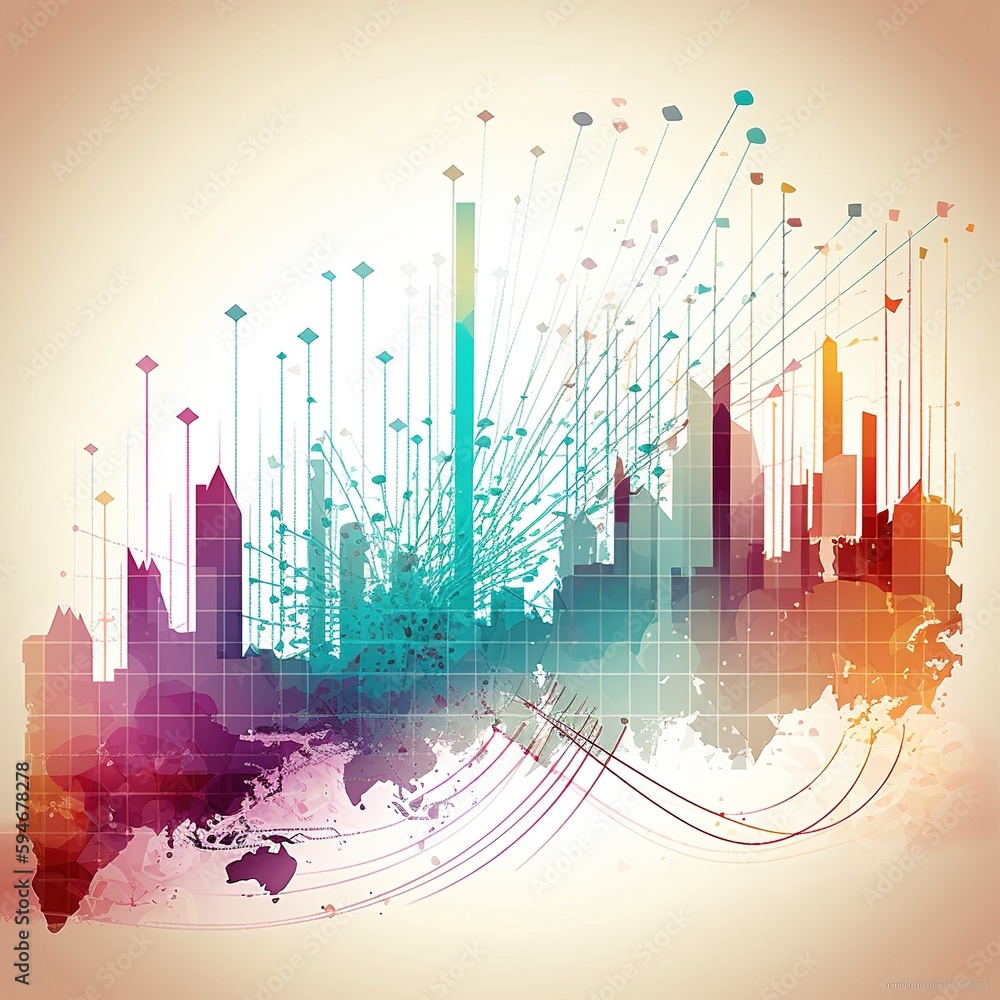 Poster a financial graph in an abstract business setting. generative ai