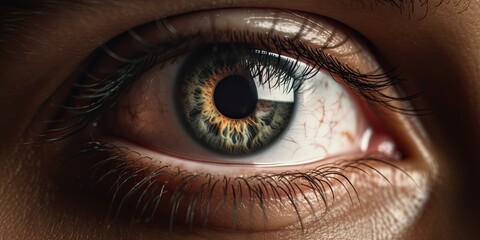 Fototapeta premium Stunning close up intricate details and beauty of a human eye. Generative AI