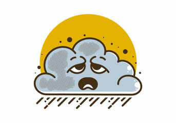 Mascot character design of a cloud with sad face