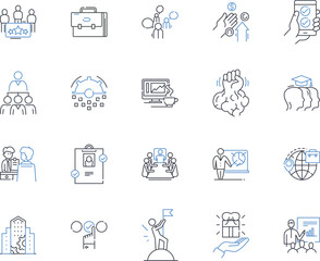 Commercial growth line icons collection. Expansion, Prosperity, Development, Advancement, Progression, Augmentation, Enlargement vector and linear illustration. Increase,Upsurge,Boom outline signs set