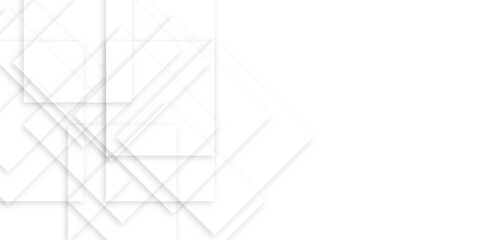 Abstract white and grey square lines and technology modern background. Abstract geometric smooth square shape with soft shadow background, template and banner design.