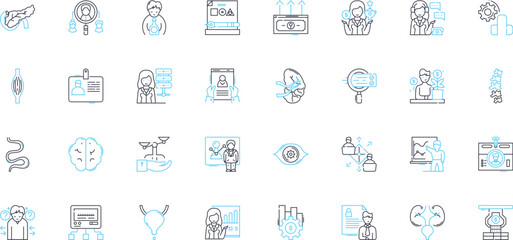 Social equality linear icons set. Equity, Inclusion, Diversity, Empowerment, Justice, Tolerance, Empathy line vector and concept signs. Acceptance,Non-discrimination,Fairness outline illustrations