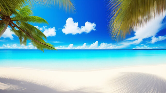 南国 ビーチ 海 浜辺 夏 清涼感 横長サイズ トロピカル © sunafe